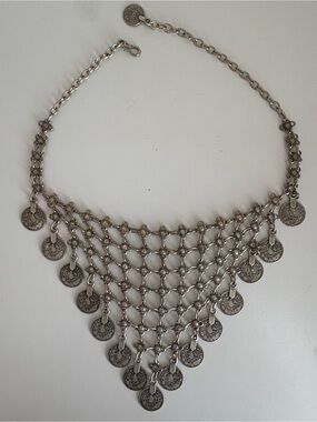 Free People Silver-Tone Layered Coin Bib Necklace